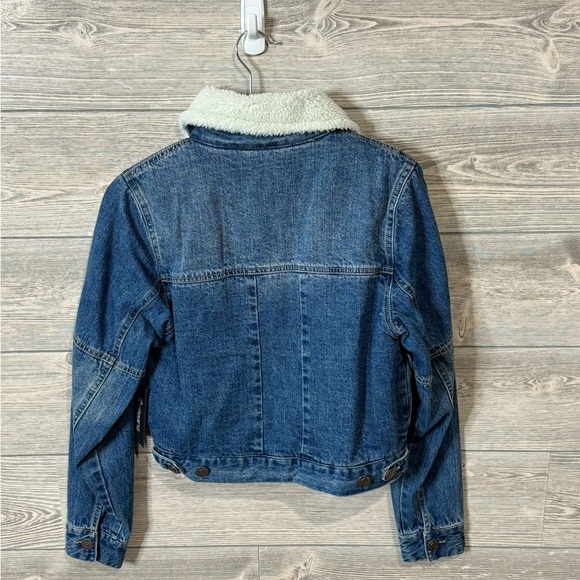 April Jeans Sherpa lined, Zip Up, Denim Jacket, Size Small, Medium Wash - Picture 5 of 10